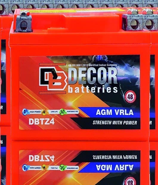 DÉCOR DBTZ4 motorcycle AGM VRLA battery, orange case
